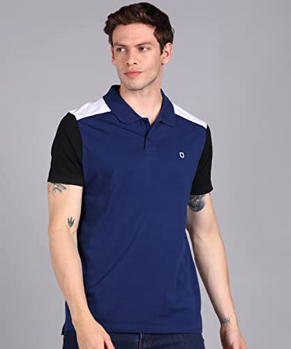 Image of Urbano Fashion Men's Colour-Block Slim Fit Half Sleeve Cotton Polo T-Shirt