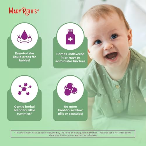 USDA Organic Gripe Water for Babies by MaryRuth\'s | Herbal Blend for Little Tummies | Baby Essentials | for Newborns | Ginger Root | Fennel Seed | Dill Seed | Vegan | 4 oz | 30-60 Servings
