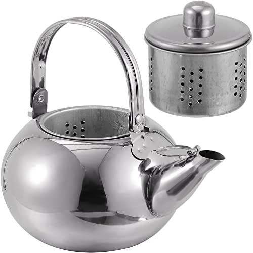 STOBAZA Stainless Steel Tea Kettle with Built-in Filter Mesh Heat Resistant Bottom Comfortable Handle Suitable for Gas and Induction Stovetops 7 Inch Compact Water Kettle for Home and Kitchen Use