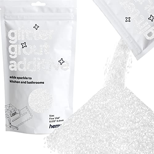 Hemway Glitter Grout Additive Add Sparkle To Mosaic Tiles, Bathrooms, Wet Rooms, Kitchens, Tiled Based Rooms And Cement Based Grouts 100G / 3.5Oz - White Iridescent #TOP23