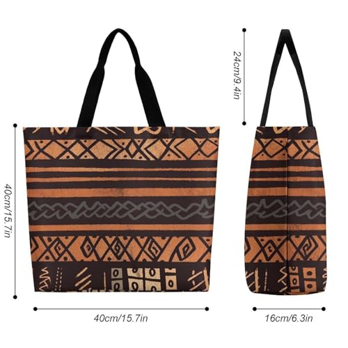 Women's Multi-Functional Shopping Bag，African Mud Cloth Tribal Printing Messenger Bag Shoulder Bag for Travel, Work, Shopping & Parties with Inner Pocket, Grocery Bag Lightweight & Water-Resistant2