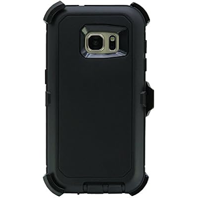 Case for Galaxy S7 (5.1) Heavy Duty Full Body Military Grade Drop Protection Carrying Cover Holder | Holster for Men Belt with Clip Stand Black/Black