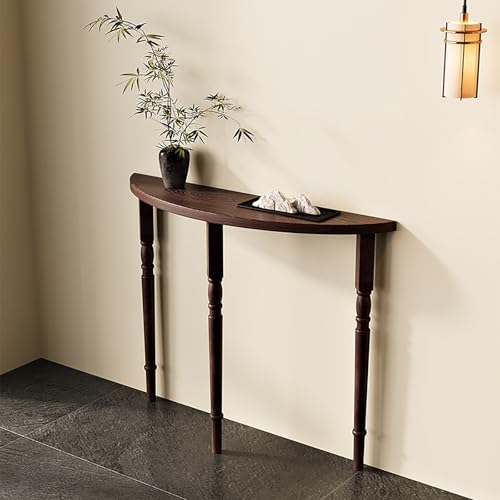 YCCYHQ Consola Recibidor de Madera Maciza Demiluna Estrecha, Mesa Salon Demicirculo para Entrada y Pasillo(Brown,120x80 cm/47.2x31.5 in)