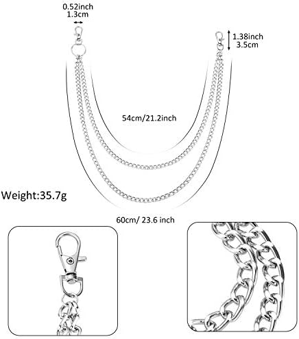 Hicarer 5 Pieces Punk Chain Choker Jeans Wallet Chain Lock Pendant Necklace Multilayer Chunky Choker for Women Men