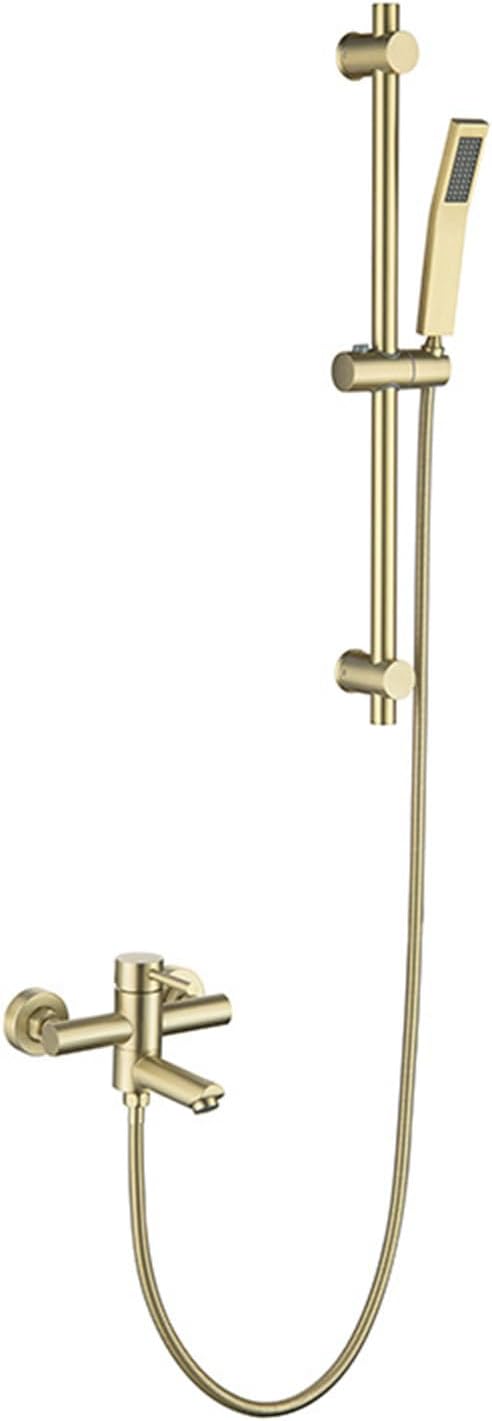 SWHC 壁取り付け式浴槽蛇口セット ハンドヘルドスプレー付き、デュアル機能 つや消しゴールドタブフィラー、ローマンバスタブ蛇口、シ