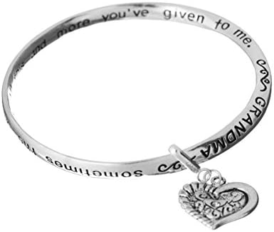 Grandma Love Prayer Twist Engraved Bangle Bracelet & Heart Charm