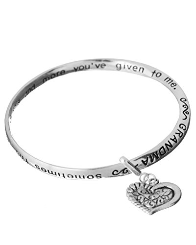 Jewelry Nexus Grandma Love Prayer Twist Engraved Bangle Bracelet & Heart Charm