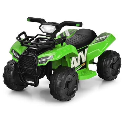 FANTASK Quad eléctrico Infantil Verde 2 km/h, 6 V, Mini Quad eléctrico con música, claxon y Faros LED, con Espacio de Almacenamiento, para niños a Partir de 18 Meses