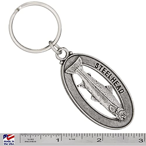 Steelhead Keychain, Pewter, F034KC, 2”, 100% Handmade in the USA, Steelhead trout, Sea-run rainbow trout, Metal Keychain, Fish Keychain, Key Chain, Fishing Gift, Over 200 Fish Designs Available2