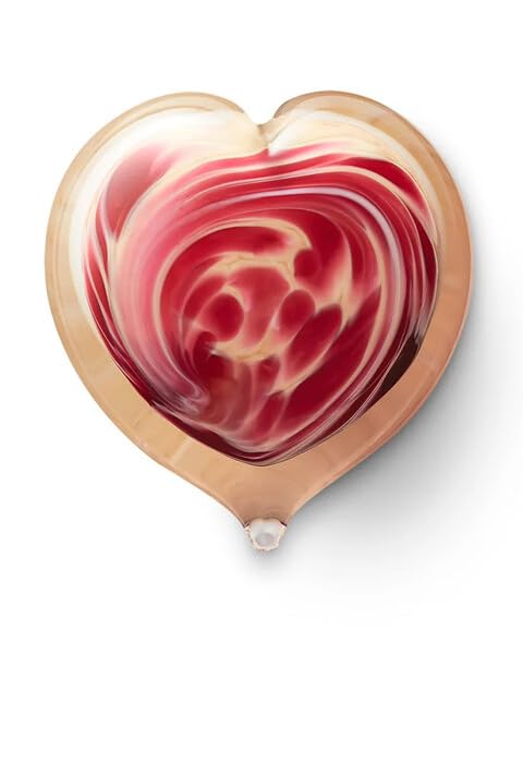 Mini-urne en verre cristal Coeur rose-beige, un hommage artisanal unique de haute qualité