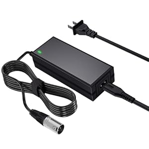 24V 2A 3-pin XLR Electric Scooter Charger Compatible with Go-Go Elite Traveller, Pride Mobility, Jazzy Power Chair Charger & Plus Ezip Mountain Trailz