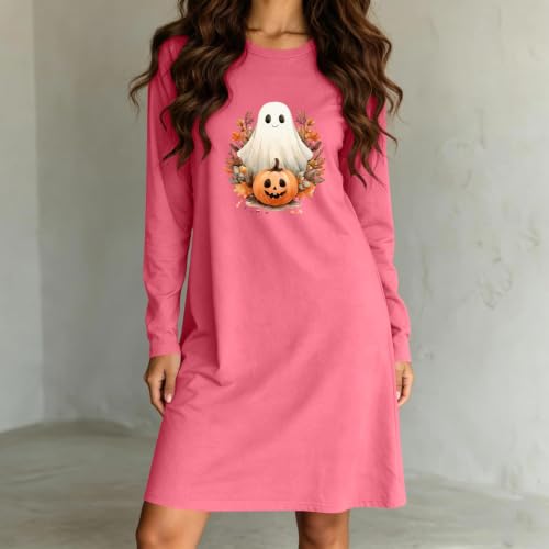 fartey Halloween Dress for Women Long Sleeve Ghost Nightgown Sleep Dress - image 3