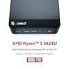 Beelink SER5 PRO Mini PC, AMD Ryzen 5 5625U Up to 4.3GHz 6C/12T,16GB RAM 500GB SSD, DP+ HDMI+ Type-C Triple Display, 2.5G LAN, WiFi 6 BT5.2, W-11 Pro Mini Computer