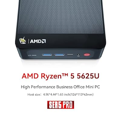 Beelink SER5 PRO Mini PC, AMD Ryzen 5 5625U Up to 4.3GHz 6C/12T,16GB RAM 500GB SSD, DP+ HDMI+ Type-C Triple Display, 2.5G LAN, WiFi 6 BT5.2, W-11 Pro Mini Computer