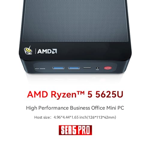 Image of Beelink SER5 PRO Mini PC W11 Pro, AMD Ryzen 5 5625U(6C /12T up to 4.3GHz), 16GB DDR4 480GB NVME SSD Graphics 6 core, 2.5G LAN /WiFi 6 /BT5.2 /HDMI+DP+Type-C Triple Display Mini PC Computer