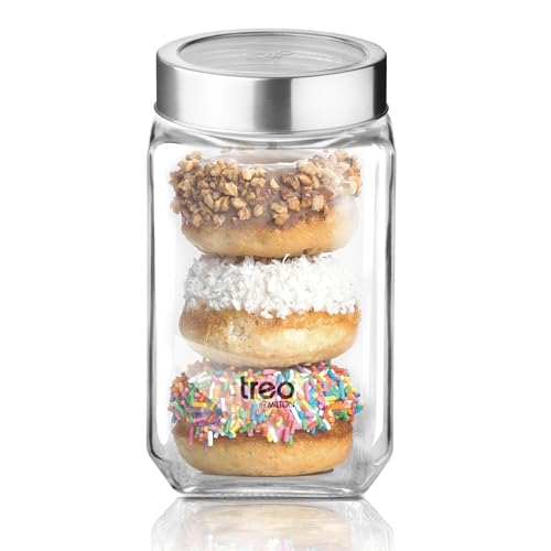 Image of Treo by Milton Cube Storage Glass Jar, 800 ml, Transparent, BPA Free, Kitchen Storage Organizer, Modular, Multipurpose Spice Jars