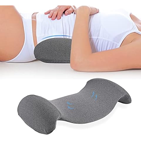 YAIKOAI Waist Support Pillow, Back Support Memory Foam Pillow for Sleeping, Lumbar Support Cushion For Pregnancy Relieve Spine and Sciatica, Breathable Pillow Cover Dark Grey Cover