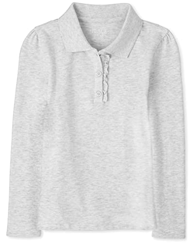 Image of The Children's Place Girls' Uniform Long Sleeve Ruffle Pique Polo