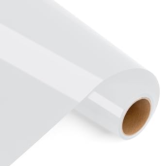Prime Vinyl Heat Transfer Vinyl 12" x 4ft Iron On Vinyl for T-Shirts, White HTV for all Cutting Machines, Heat Press Vinyl for Clothes, Hats, Pants, Other Fabrics