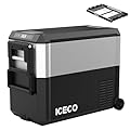 ICECO JP50Pro 12Volt Refrigerator, Portable Freezer with Multi-Directional Lid, 51.7Qt/47L Compact Freezer Powered by SECOP Compressor, -4??68?AC DC USB, Electric Cooler for Outdoor| With Slide Mount