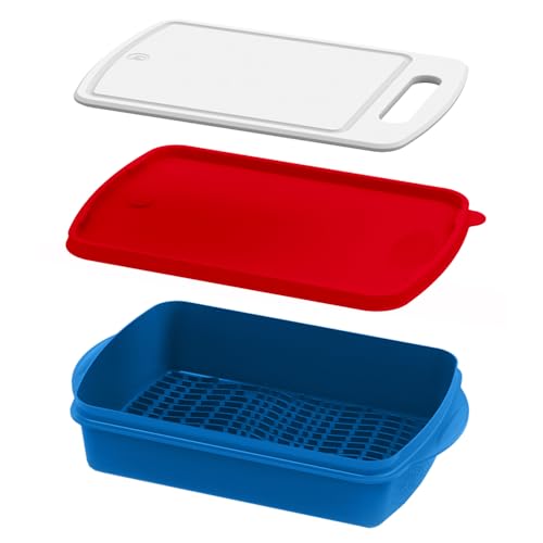 Mr. Bar-B-Q - Prep and Slice Tray Set (Includes Built-in Cutting Board + Marinade Container)