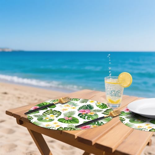 Hawaiian Luau Paper Placemat Disposable, 13.5 Inch Tropical Tiki Themed Paper Placemats for Summer Beach Wedding Birthday Party, Aloha Theme Birthday, Banquet Table Settings by SMUAENSS - Used condition - Image 5