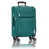 U.S. Traveler Rio Lightweight Softside Rolling Carry-on Suitcase, 4-Wheel Single, Teal