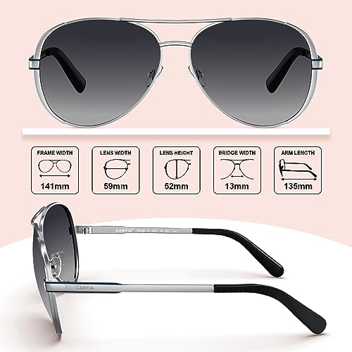 CARFIA Polarized Sunglasses for Women Trendy Retro Classic Pilot Sun glasses CA53884
