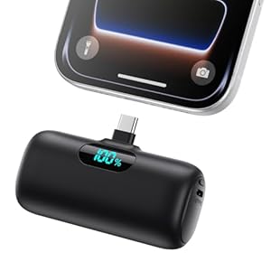 Power Bank USB C 5000mAh, Mini Powerbank Klein Aber Stark 15W PD 3.0 Schnelles Aufladen Tragbares Externer Akku mit LED Display Kompatibel mit iPhone 17/16/15, Samsung S25/24, Android Telefone