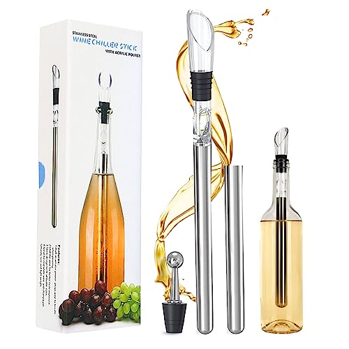 Produktfoto von Weinkühler, 5 Set Weinkühlstab aus Edelstahl mit Ausgießer, langanhaltende Kühlung, Weinkühler Set für Weißwein &&hellip;