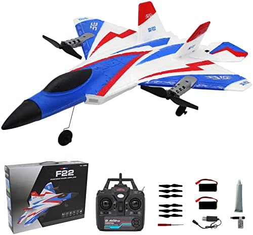 Leopmase RC Plane 4 Channel Remote Control Airplane Fighter, F-22 RC Plane Ready to Fly,Stunt Flying Upside Down,Two Rechargeable Batteries,Great Gift Toy for Adults or Kids