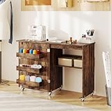 GIANTEX Nähtisch klappbar, Nähmaschinentisch auf Rollen, Nähtisch für Nähmaschine, Nähschrank...