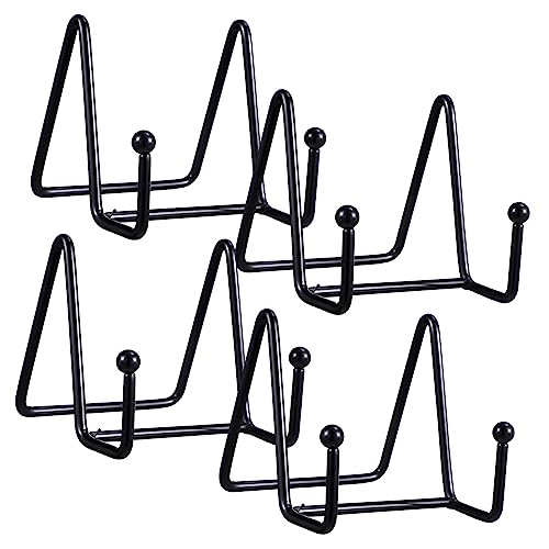 Levemolo 4 Pcs Metal Plate Display Stands Plate Holders for Dishes Photos Books and Art Stylish Table Easels for Home Cafe Office and Exhibition Use
