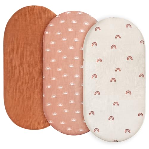 Lot de 3 draps-housses, protège-matelas, pour parc, 100 % mousseline de coton, doux, pour...