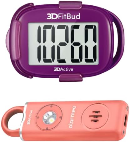 3DActive Plum Pedometer & Coral Personal Safety Alarm image 2