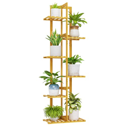 Bamworld Bamboo Plant Stand Indoor Tall Plant Shelf Outdoor For Multiple Plants 6 Tier 7 Potted Plant Table Corner Plant Rack Plant Holder Plant Pot Stand For Garden Patio #TOP27