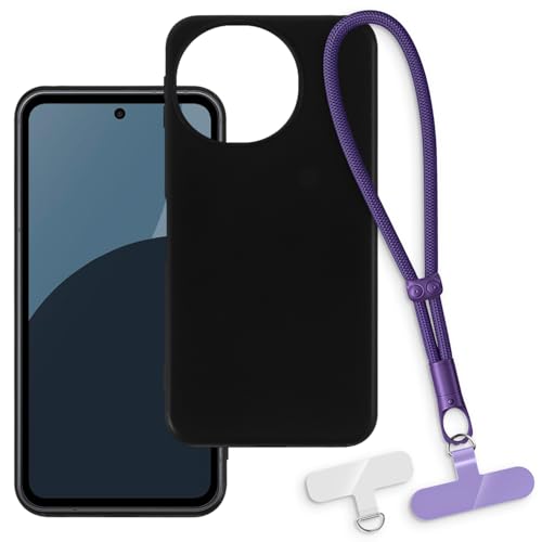 OAGELIM 2-in-1�ی�P�[�X�ƃ��X�g�X�g���b�v Sharp Aquos Sense 10 5G �Ƃ̌݊������� ���O���\�ȃ��j���[�h�t���d�b�J�o�[�A����~�ߕ����h�~�O���b�v�n���h�� (�u���b�N + �p�[�v��)