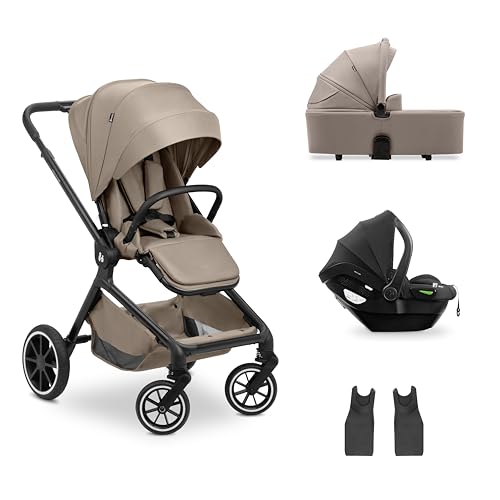 hauck Kinderwagen 3 in 1 Move N Care Set inkl. Drive N Care i-Size Babyschale & Babywanne, Mocha/Black - ab Geburt bis 22 kg - Wendbar, Höhenverstellbar & Faltbar - UV-Schutz 50+