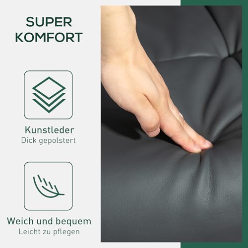 HOMCOM Relaxsessel mit Hocker, 360°drehbarer Fernsehsessel mit Liegefunktion Lesesessel für Schlafzimmer, Wohnzimmer, Kunstleder, Dunkelgrau – Bild 7