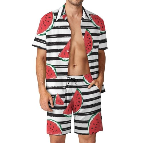 Chemise Hawaïenne Pastèque Rouge et short été homme 2 pièces S