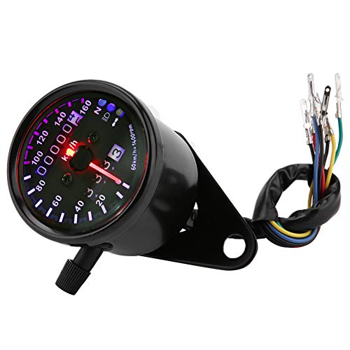 Motorcycle Odometer, DC 12V Universal Motorcycle Backlight Dual Odometer Speedometer Gauges Meter with LED Indicator