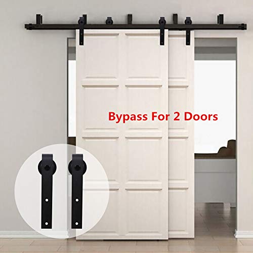 Buy 5.5FT/167cm Heavy Duty Bypass Sliding Barn Doors Track Hardware