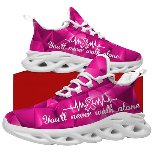 Breast Cancer Awareness Shoes Pink Ribbon Sneakers Running Walking Tennis Shoes for Women4