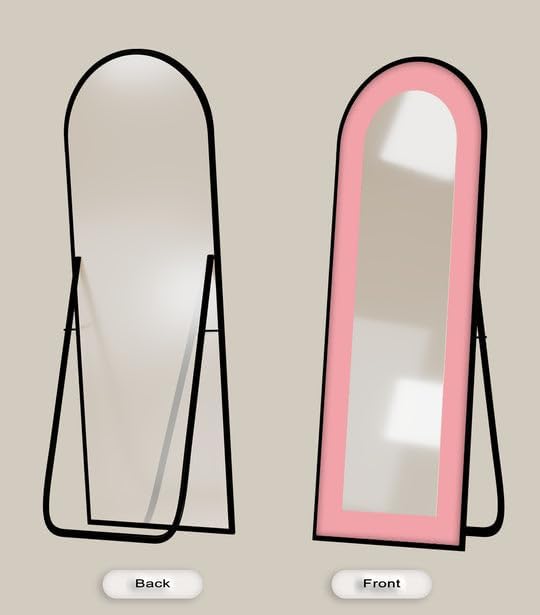 23,5’’W x 67’’ Serene Mist – Light Aqua Abstract Floor Mirror Full Lenght Mirror - Arch Full Body Stained Floor Mirror with Gold Frame