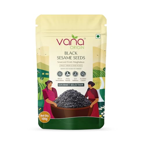 Image of Vana Origin Black Sesame Seeds from Meghalaya 100g | Raw Sesame Seeds | Black Til Seeds for Eating | Cold-Pressed Grade | Kaale Til | Whole Fresh and Natural Unhulled Kale /Black Til Seed