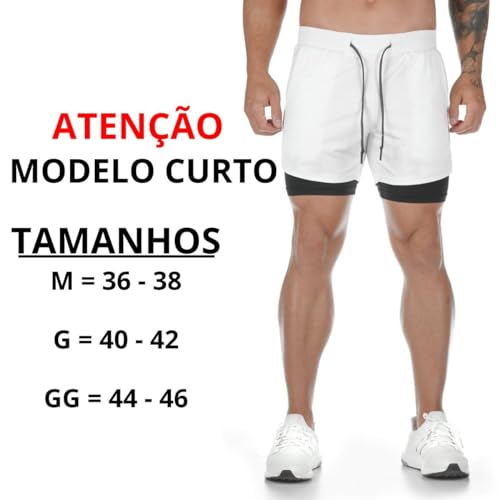 Bermuda Masculina Para Esporte 2 Em 1 Bolso Secreto Bermuda De Compressão Dry Fit Calçao Para Homem