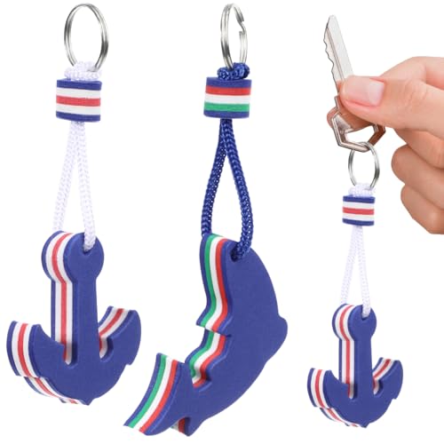 VORCOOL Floating Keychain: 2Pcs EVA Dolphin and Anchor Floating Keyring for Outdoor Kayak Canoe Marine Nautical Boating Swim Beach