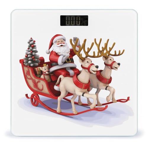 Báscula digital para baño estilo carreta de reno Santa Claus miniatura 1