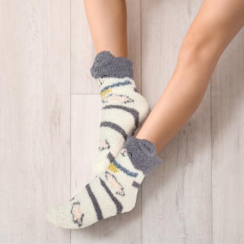 Image of Benefeet Sox Cute Fuzzy Socks for Women Girls - Fluffy Cozy Warm Winter Funny Animal Slipper Plush Sleeping Socks