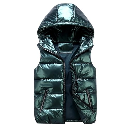 Chalecos de Invierno con Capucha, Chaleco de Color Brillante, Chaqueta Acolchada, Chaleco Femenino sin Mangas, Chaqueta cálida for Estudiantes, Padres e Hijos(Green,XL)